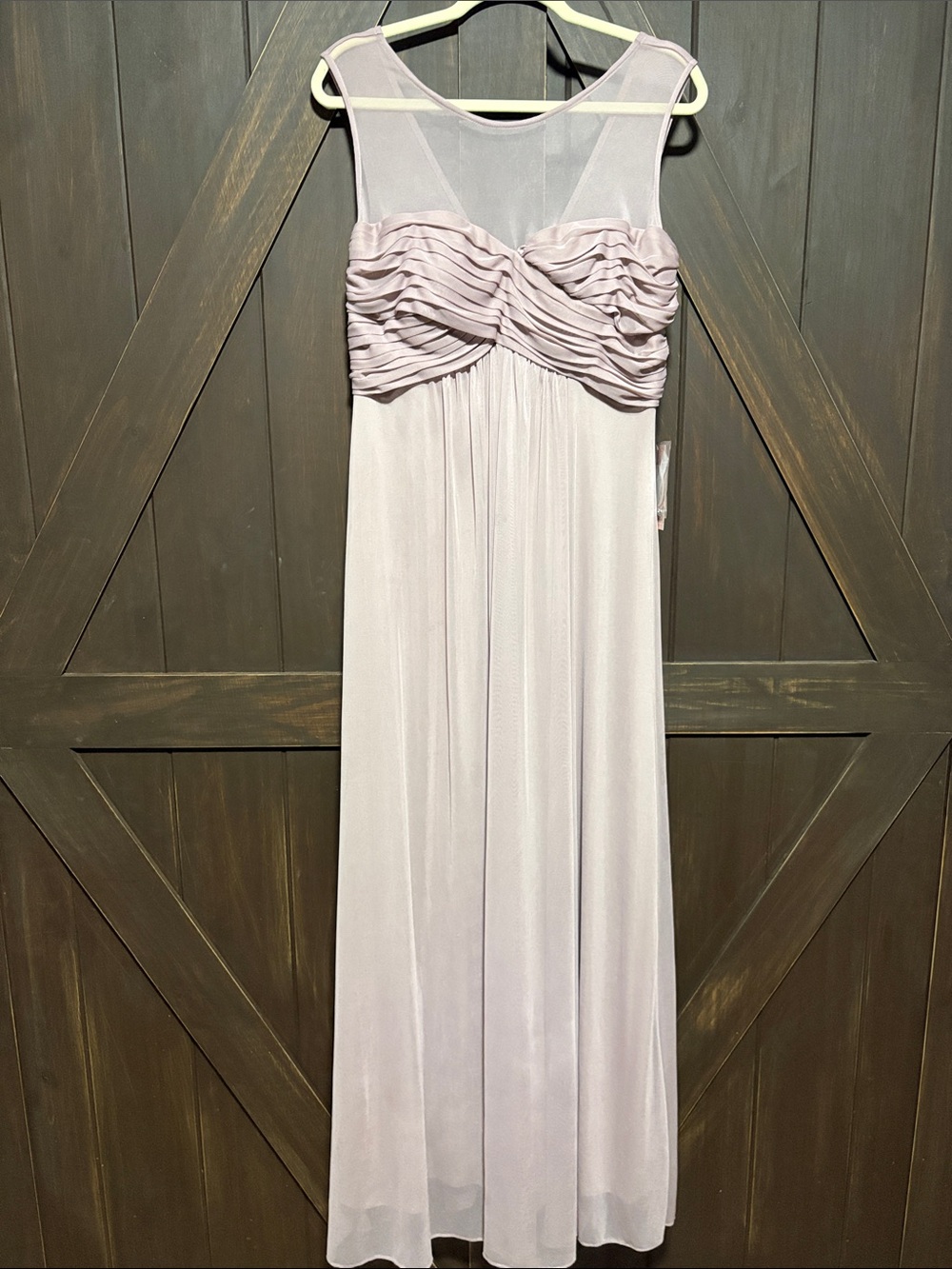 Birdy Grey Light Lavender Ruched Mesh Bodice Gown